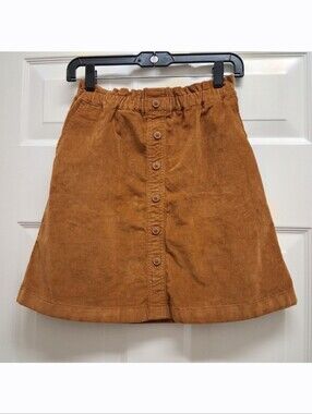 Crewcuts Girls Corduroy Skirt Size 16 Button Front Golden Brown Pockets Fall NWT